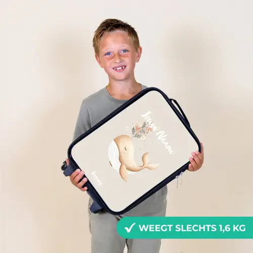 Walvis in pastel beige kleuren Kinderkoffer - Zwart klein -sfeer4_NL