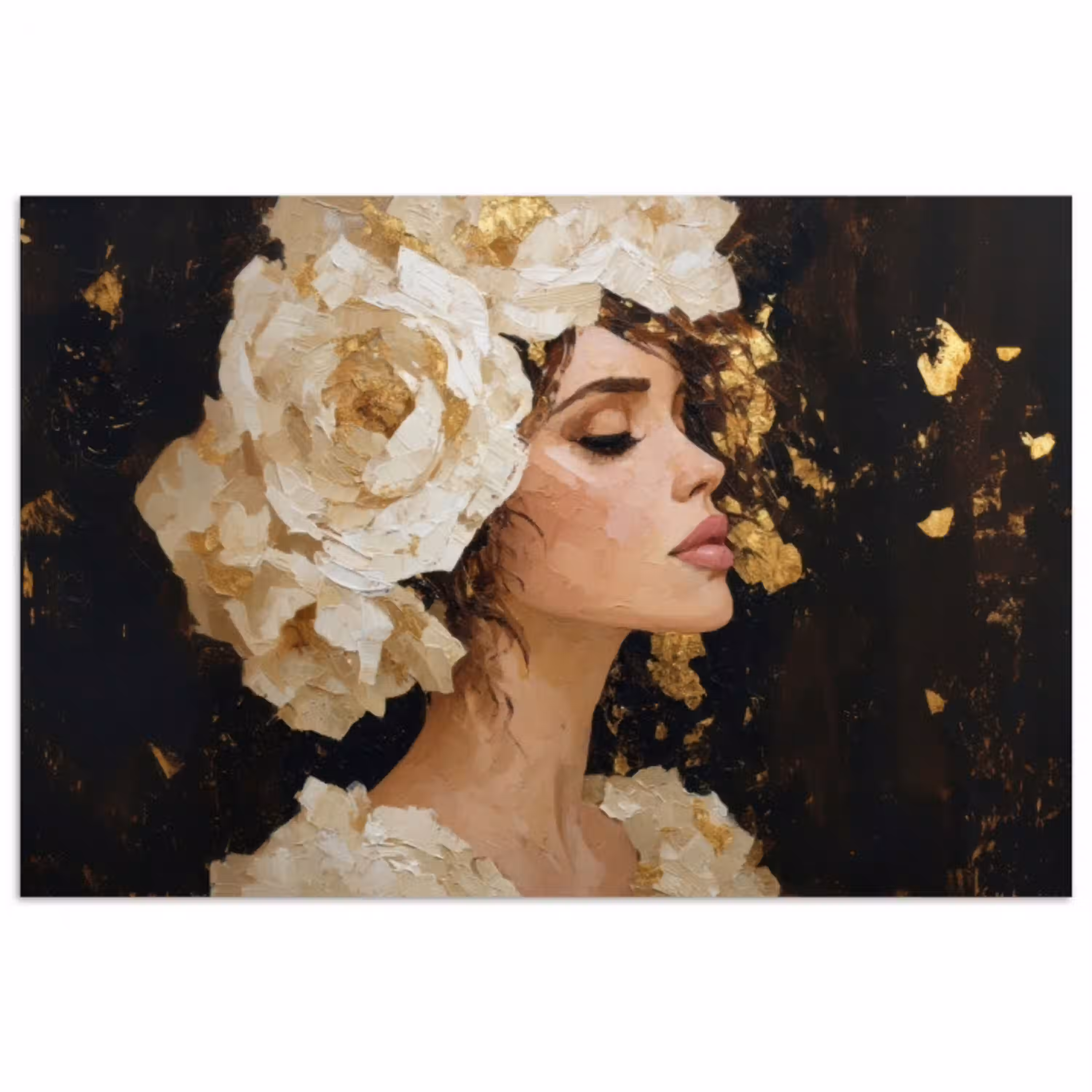 Abstract - Vrouw - Bloemen - Wit poster papier klein -3d