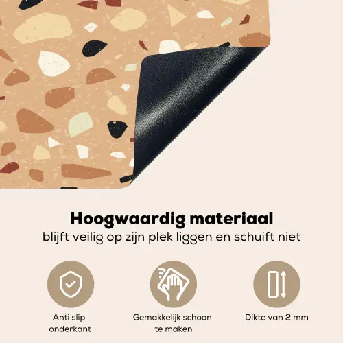 Terrazzo - Patroon - Kleurrijk - Oranje Inductie beschemer met haakjes klein 777 -ky-onderkant-nl