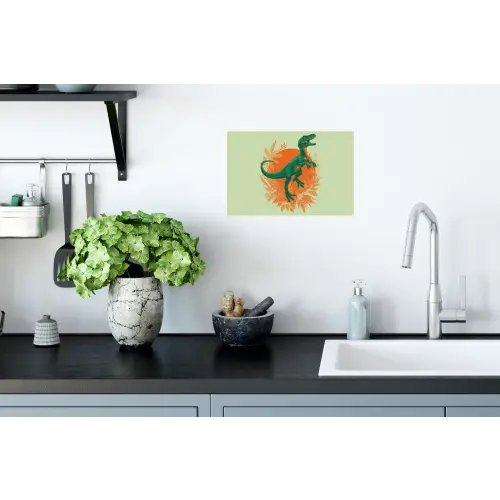 Dinosaurus - Groen - Planten - Cirkel Muursticker klein -keuken