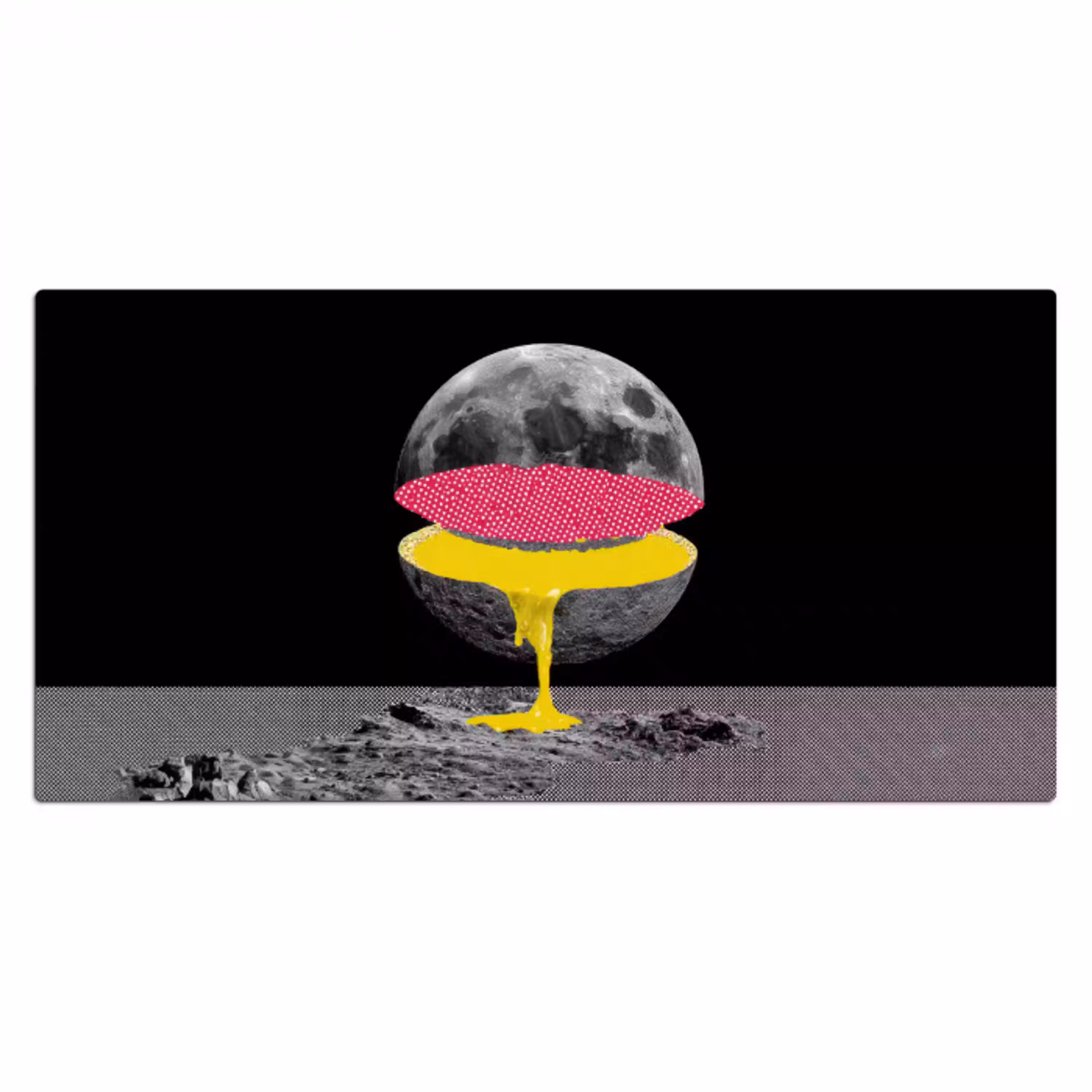 Maan - Geel - Roze - Zwart Muismat XXL klein -3d_leeg