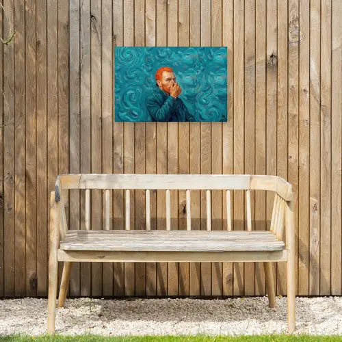 Portret - Klassiek - Blauw Tuinposter op houten frame 2 cm dik klein -sfeer4