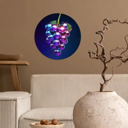 Paars - Disco - Feest - Druif Wandcirkel behangsticker klein -sfeer1