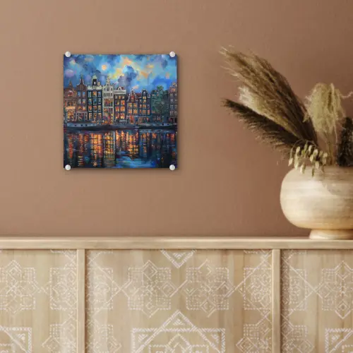 Grachten Amsterdam - Huizen - Stad - Kleurrijk plexiglas 5mm klein -sfeer5