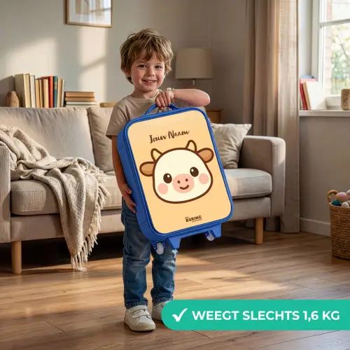 Kawai - Koe - Bruin Kinderkoffer - Blauw klein -sfeer2_NL