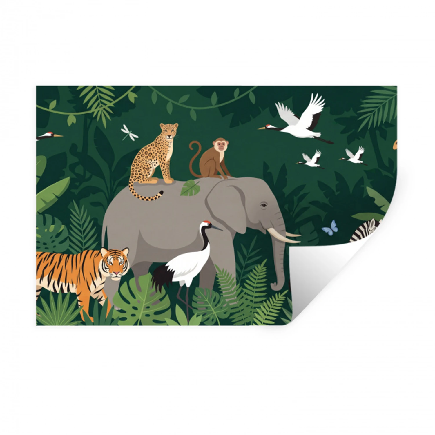 Tropisch - Jungle -  Groen Muursticker klein -3d