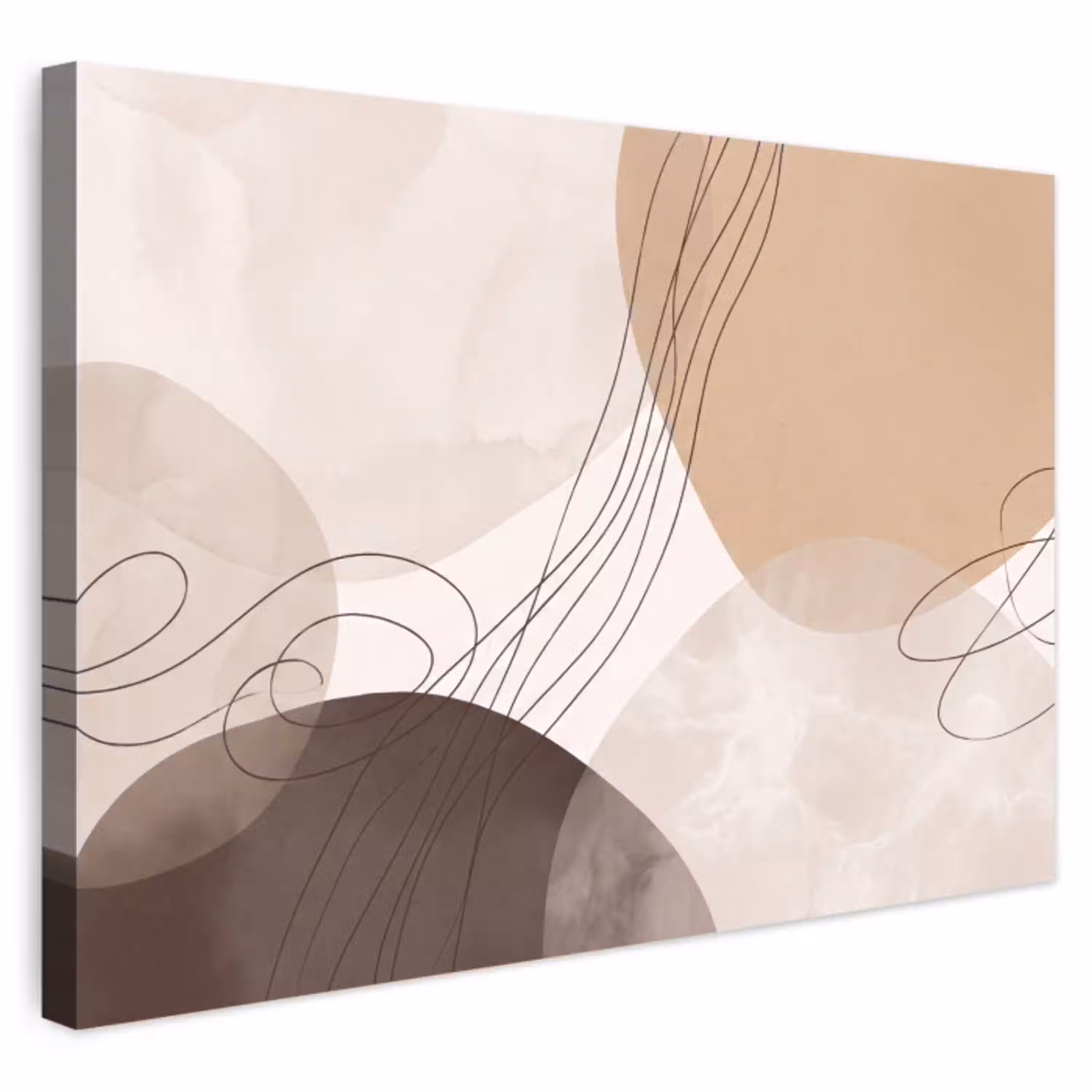 Abstractie - Beige - Modern Tuinposter op houten frame 2 cm dik klein -3d