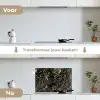 Marmer - Zwart - Goudstructuur keuken achterwand spatscherm klein 900 -voor_na_NL