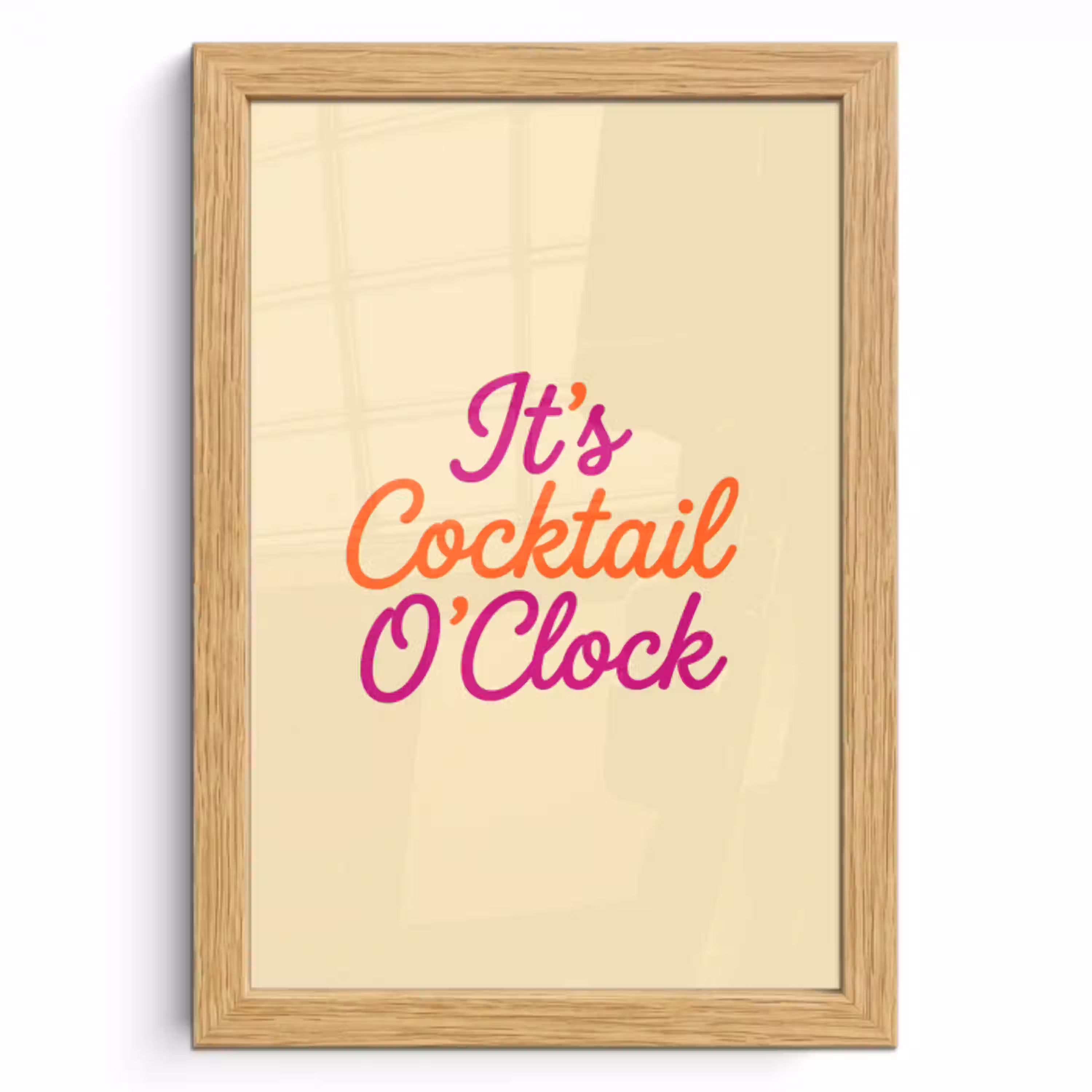 Cocktail O'Clock - Geel - Retro fotolijst eiken zonder passe partout klein -3d