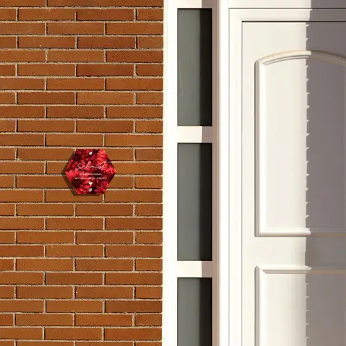 Rode bloemen - Sierlijk Naambord Hexagon klein -sfeer3-hexagon-XS