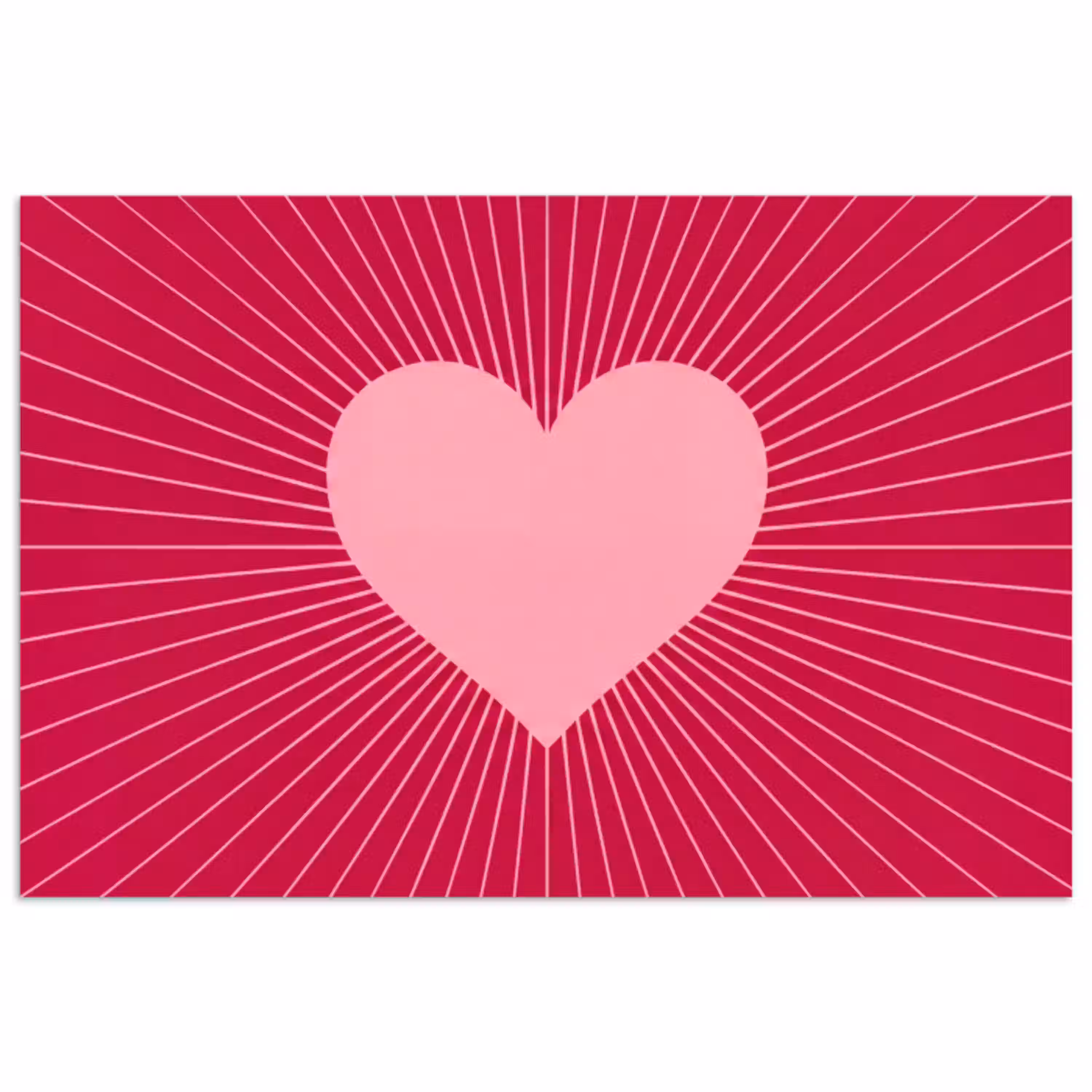 Hart - Stralen - Liefde - Abstract - Roze poster papier klein -3d