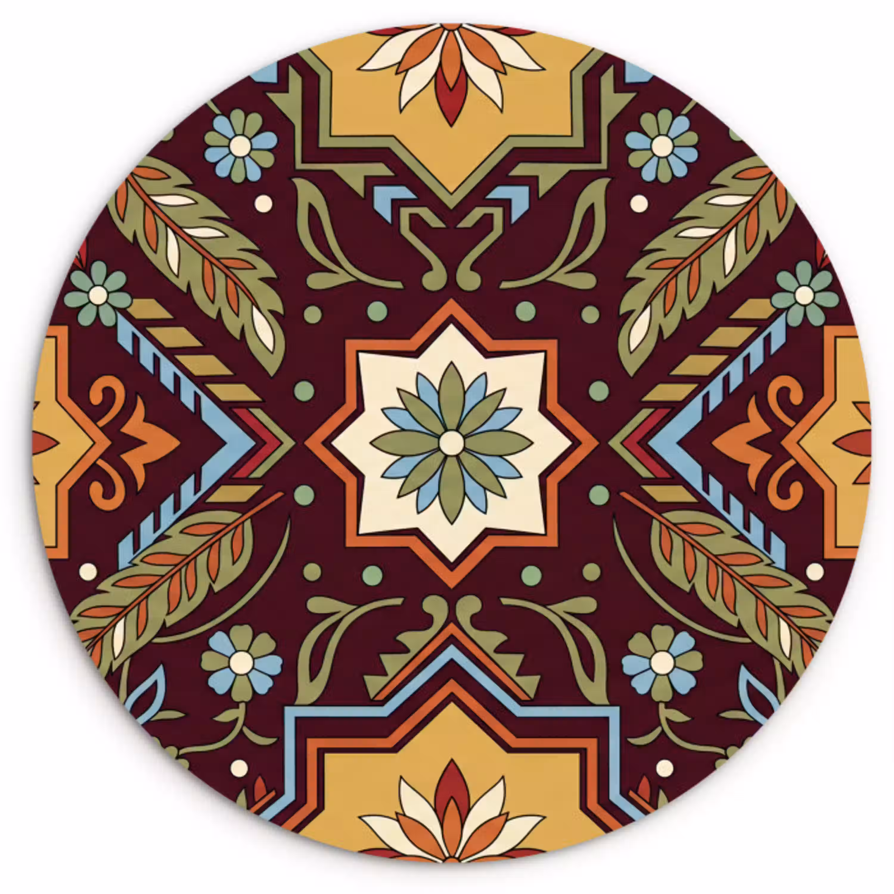 Patroon - Floraal - Geometrisch - Kleurrijk - Decoratie Wandcirkel plexiglas klein -3d
