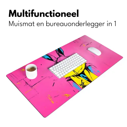 Konijn - Felroze - Sjaal - Abstract Muismat XXL klein -sfeer4