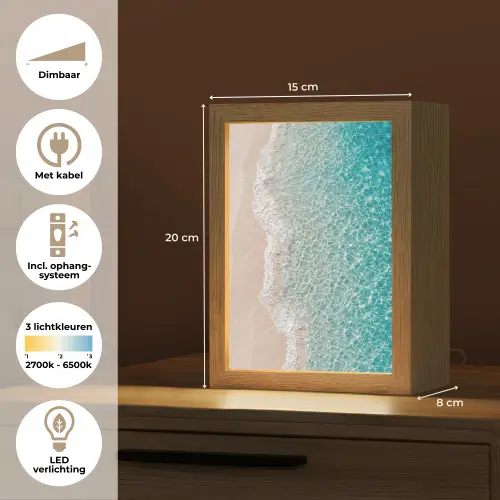 Kust - Zand - Blauw Light Box met kabel (Tafellamp) klein -USP_NL