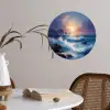 Golven - Zee - Kleurrijk - Rotsen Wandcirkel behangsticker klein -sfeer3