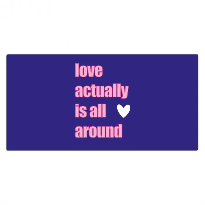 Tekst - Valentijn - Love - Blauw Muismat XXL klein -3d_leeg