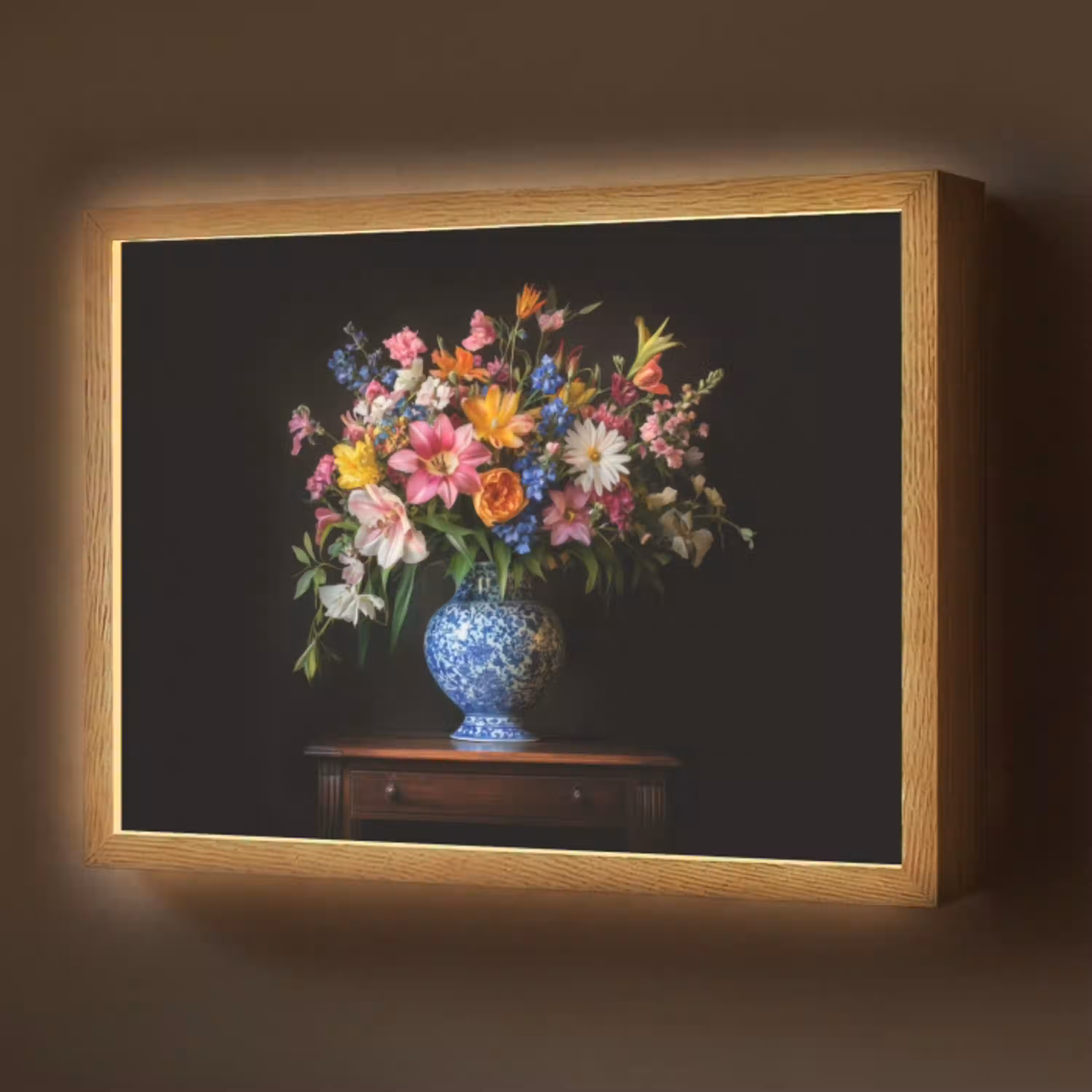 Kleur - Vaas - Bloemen - Boeket Light Box met batterij (Wandlamp) middel -z3d_website