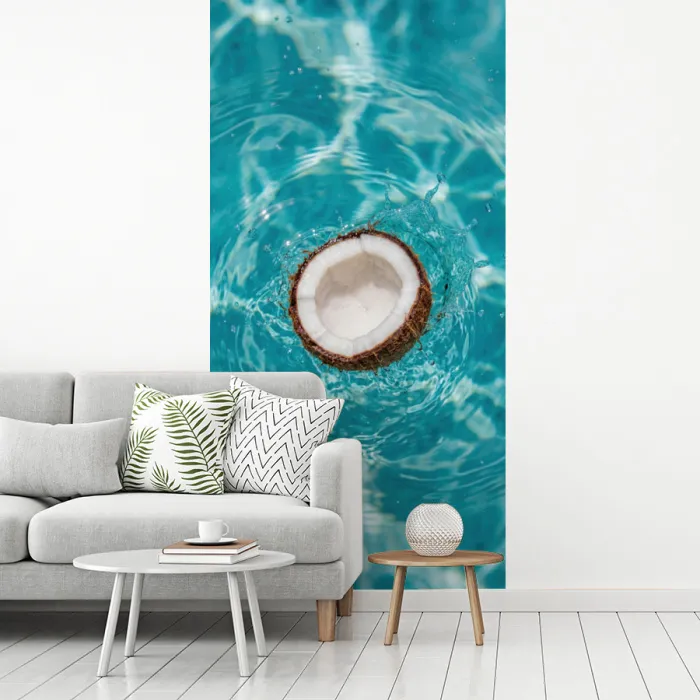 Kokosnoot - Water - Wit fotobehang vinyl groot -woonkamer