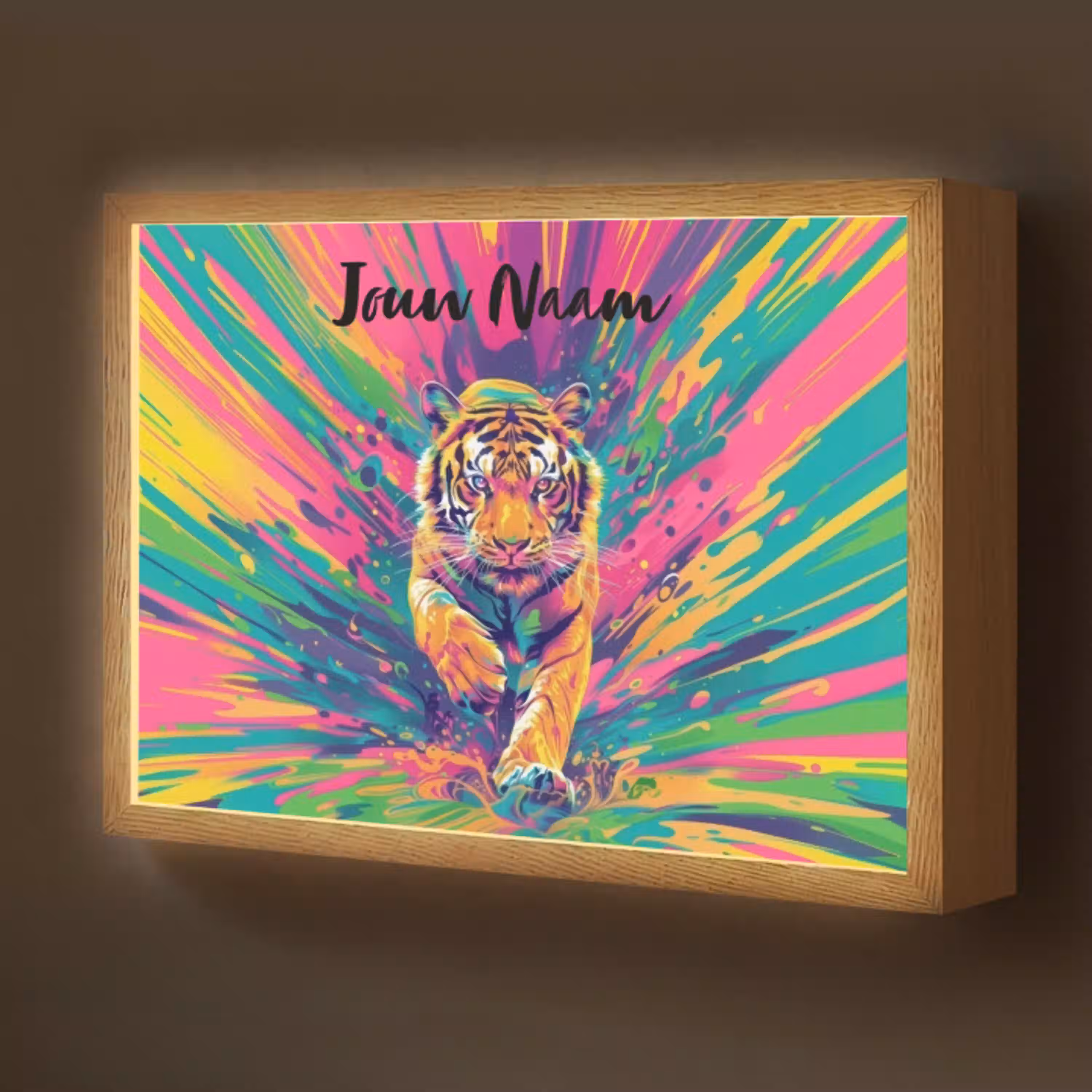 Tijger  - Wilde dieren - Kleurrijk - Verflook Light Box met batterij (Wandlamp kind) middel -z3d_website