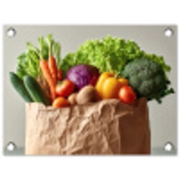 Papieren - Boodschappen - Groente - Kleurrijk tuinposter los doek klein -3d