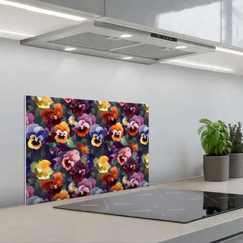 Viooltjes - Kleuren - Bloemblaadjes keuken achterwand spatscherm klein 900 -3d_schuin