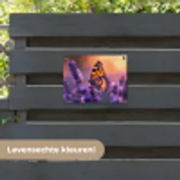 Vlinder op lavendel bij zonsondergang tuinposter los doek klein -sfeer3