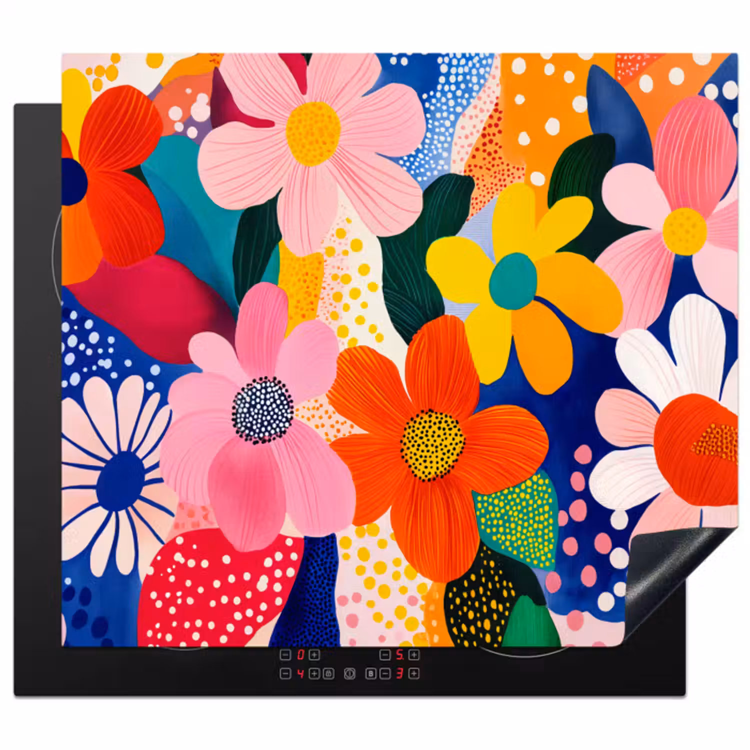 Inductie beschermer - Bloemen - Kleurrijk - Stippen