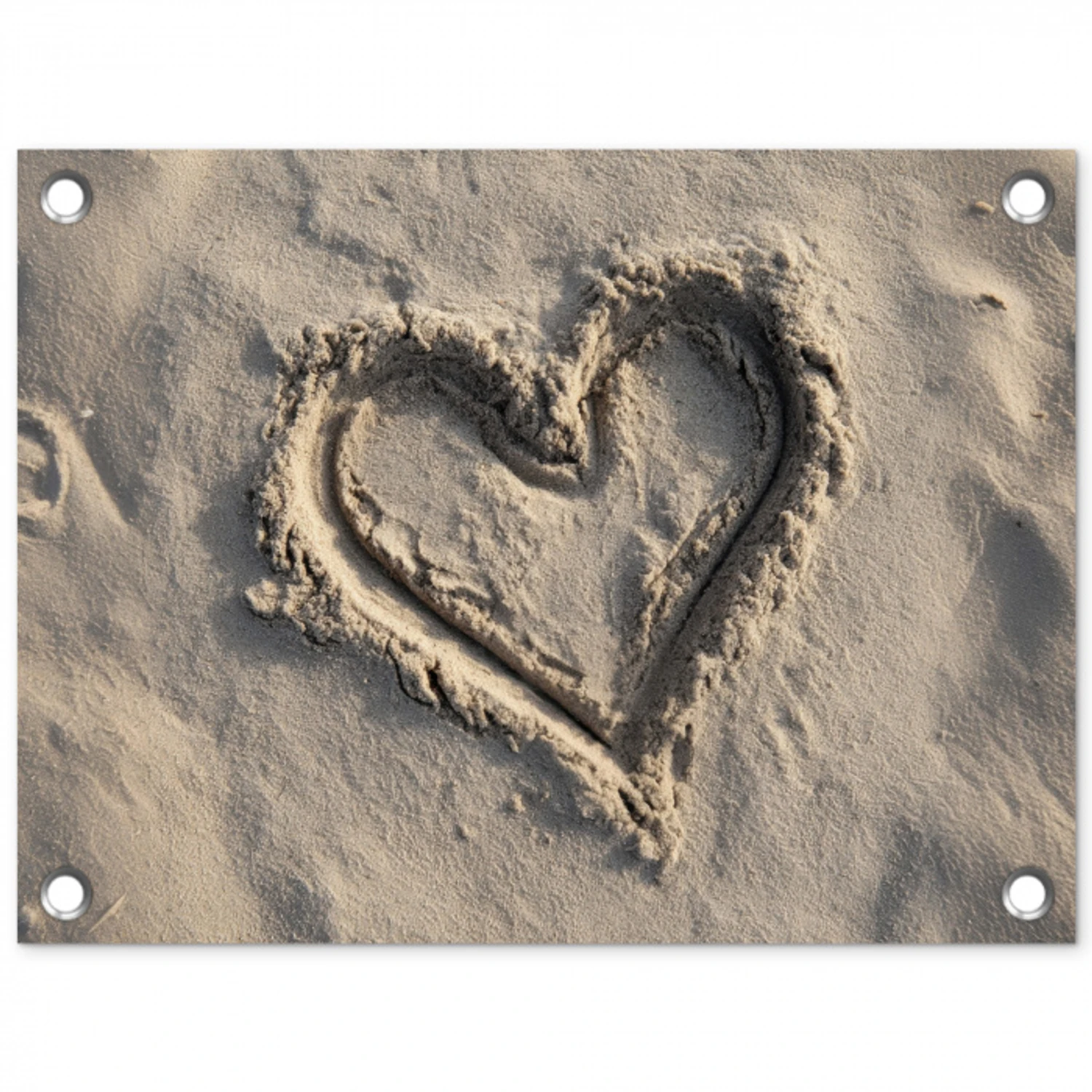 Hartvorm - Getekend - Beige - Zand tuinposter los doek klein -3d