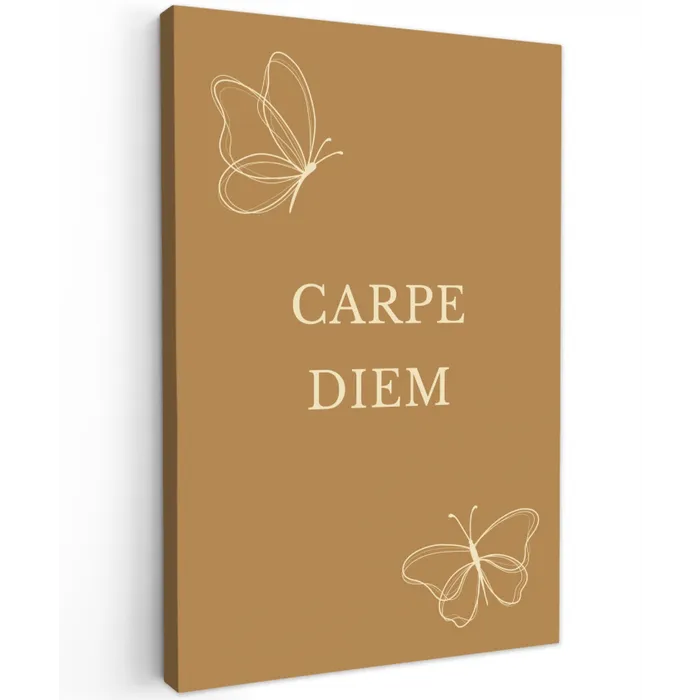 Carpe Diem met Vlinder Tuinposter op houten frame 2 cm dik klein -3d