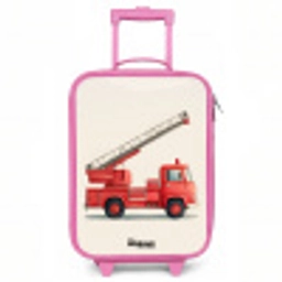 Brandweerwagen - Getekend - Rood Kinderkoffer - Roze klein -3d