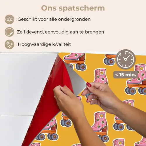 Geel - Rolschaatsen - Patroon keuken achterwand spatscherm klein 900 -spatscherm_NL