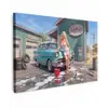 Auto - Vrouw - Groen Tuinposter op houten frame 2 cm dik klein -3d
