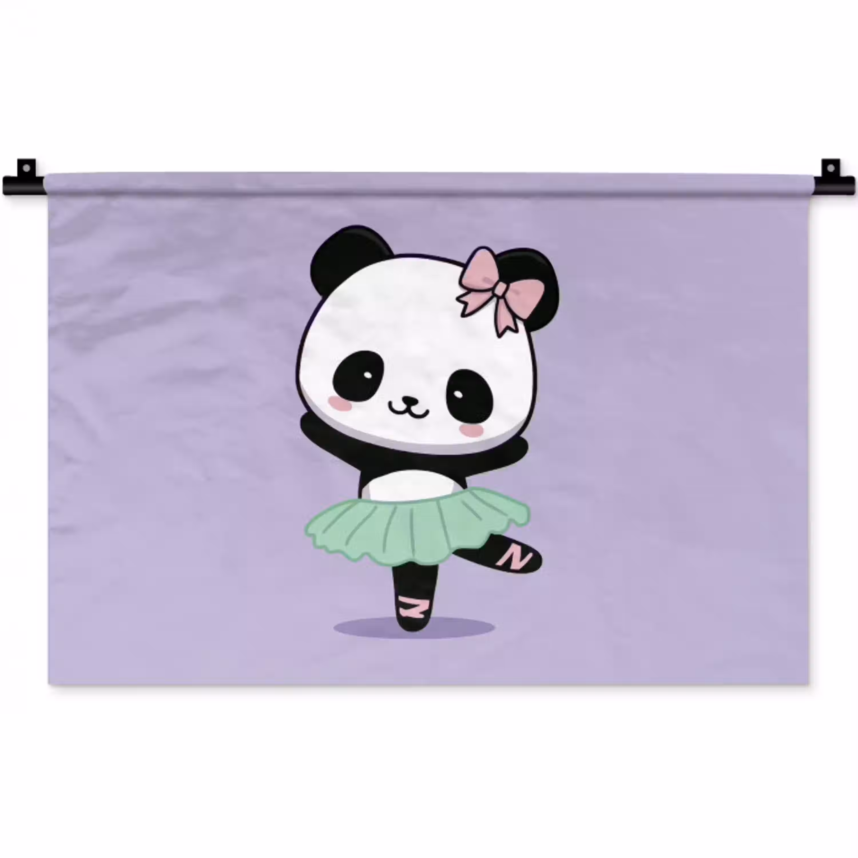Panda - Paars - Sierlijk - Kawaii Wandkleed katoen klein -zz3d