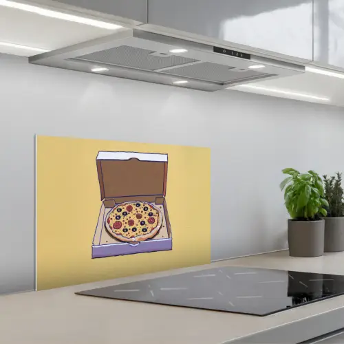 Pizza - Doos - Salami - Illustratie keuken achterwand spatscherm klein -3d_schuin