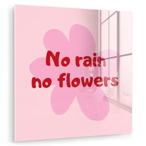 No rain no flowers - Bloem - Roze plexiglas 5mm klein -zzzproduct_nieuw