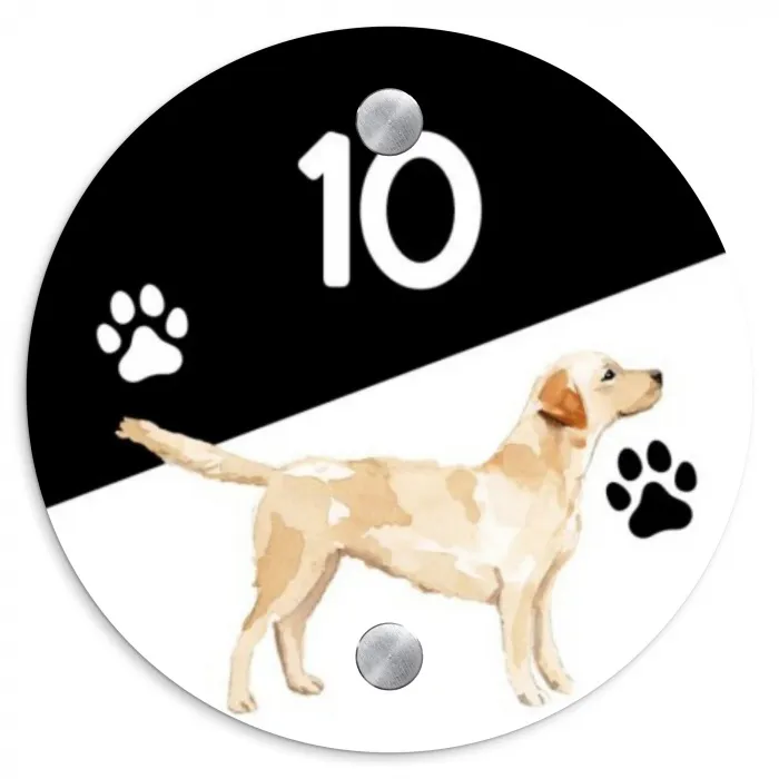 Zwart wit - Huisdier - Labrador Naambord Rond klein -3d