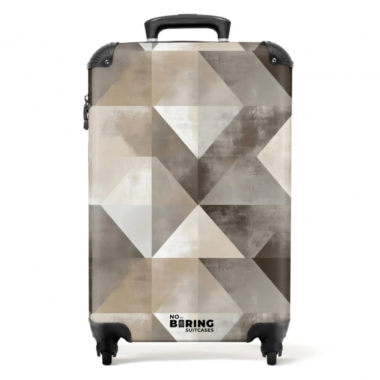 Geometrisch - Motief - Aardetinten NBS - Handbagage koffer - Volwassenen Unisex middel -productfoto_recht