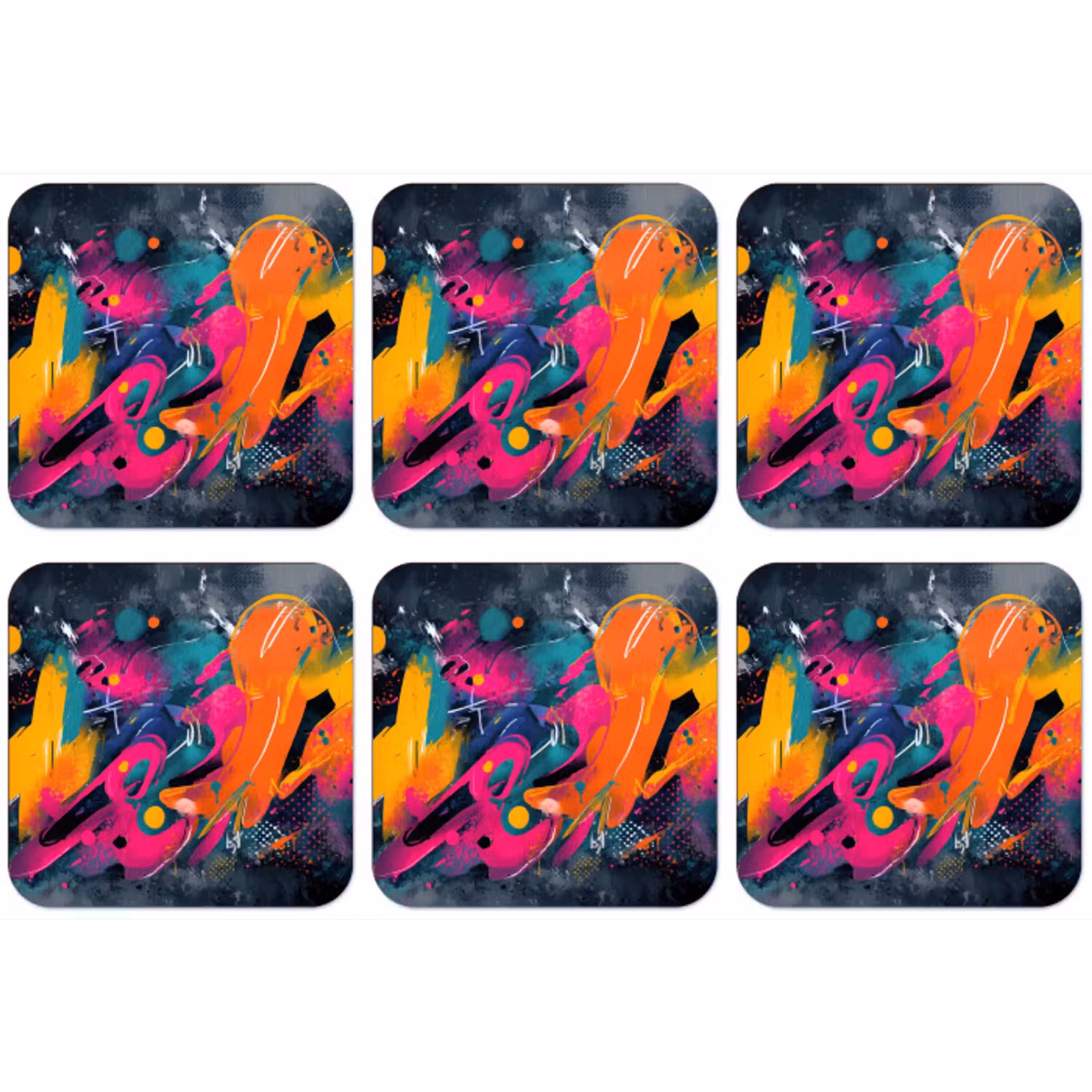 Abstract - Graffiti - Kleurrijk - Verfspatten onderzetter kurk middel -zkaufland3dotto