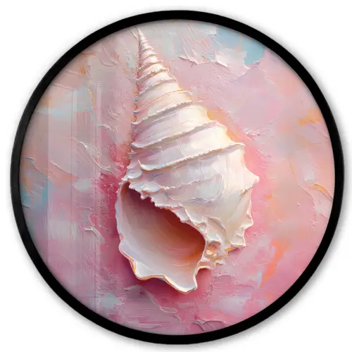 Schelp - Pastel - Pink Fotolijst rond zonder passe partout klein -3d
