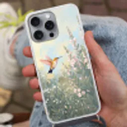 Kolibrie - Illustratie - Kleurrijk Hoesje iPhone 16 Pro Max met koord klein -sfeer3