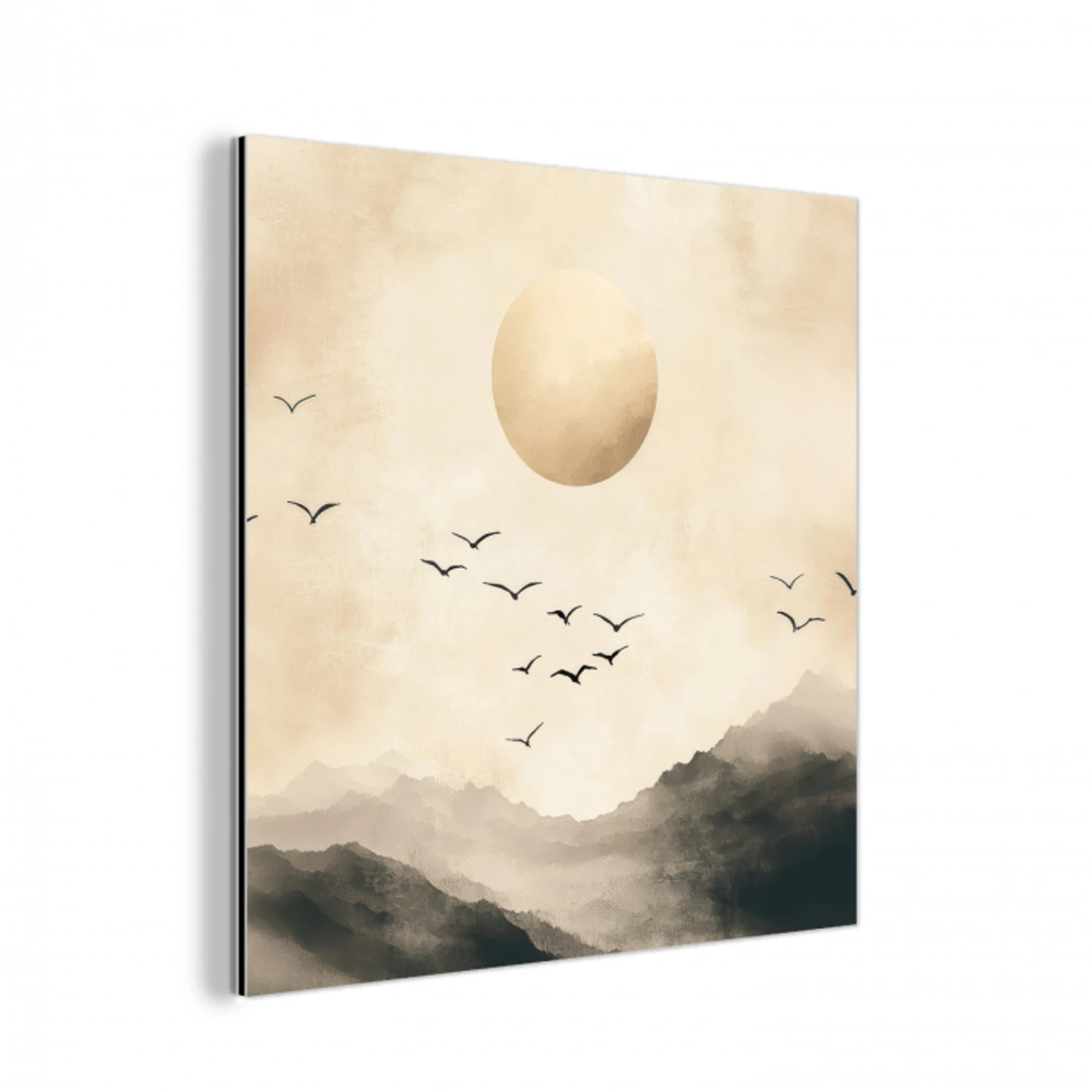 Landschap - Japandi - vogel aluminium wit klein -3d