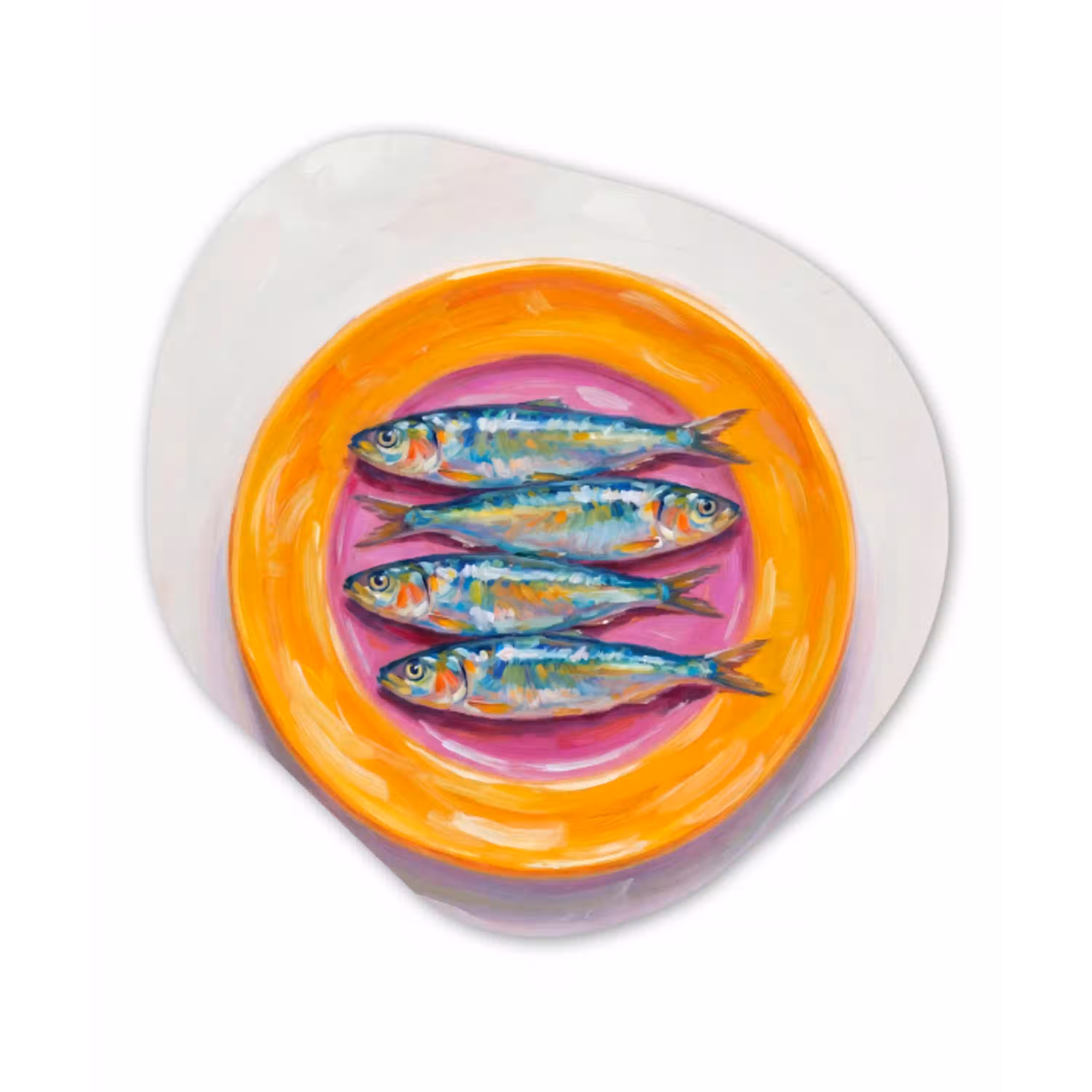 Vis - Vier - Eten - Modern - Kleurrijk Wandcirkel Organisch Forex 3mm klein -3d