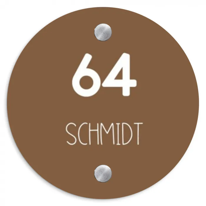 Bruin- Modern Naambord Rond klein -3d