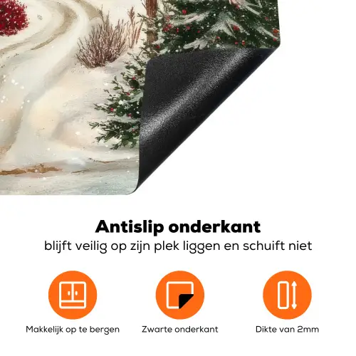 Kerstsfeer - Landelijk - Rood Inductie beschermer vinyl 3mm klein -zzzzzzz-td-onderkant