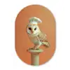 Kerkuil - Koksmuts - Oranje - Vogel Wandcirkel Ovaal Glas middel -3d
