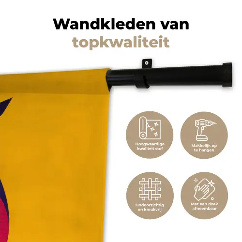 Uil - Grafisch - Kleurrijk - Ogen Wandkleed katoen klein -sfeer2
