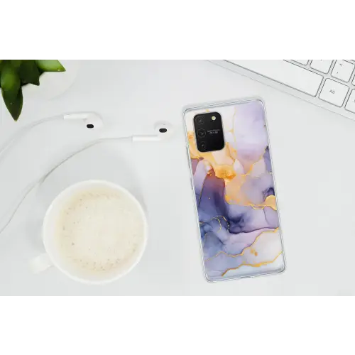 Marmer - Paars - Lila - Goud - Abstract Telefoonhoesje Samsung Galaxy S10 Lite klein -oordopS10Lite