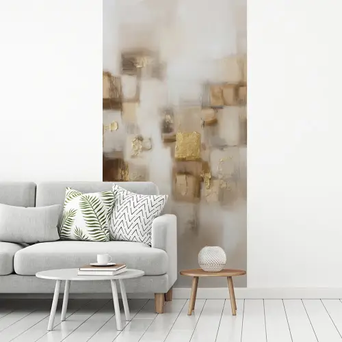 Abstracte vierkanten - Aardetonen - Mistig fotobehang vinyl groot -woonkamer