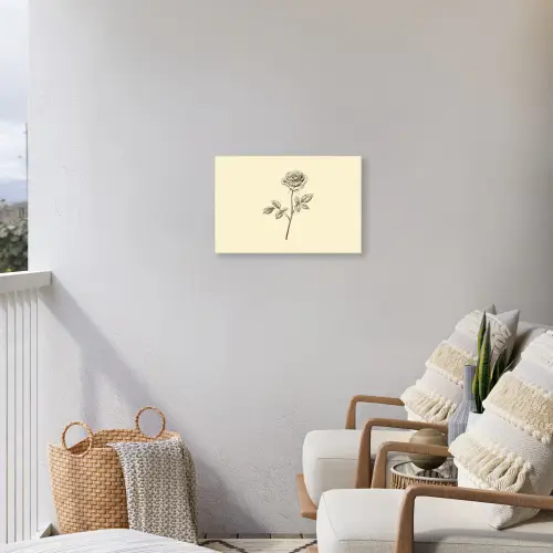 Illustratie - Zwart - Roos Tuinposter op houten frame 2 cm dik klein -sfeer1
