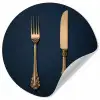 Bestek - Donkerblauw - Goud Wandcirkel behangsticker klein -3d
